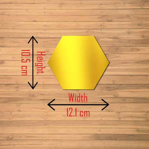 WallDaddy Mirror Stickers For Wall Pack Of 48 Hexagon Gold Color Flexible Mirror Size (10x12)Cm Each Hexagon