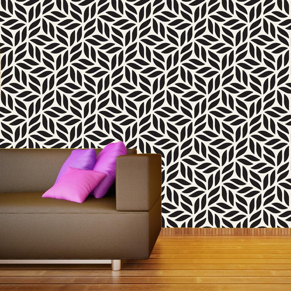 WallDaddy Self Adhesive Wallpaper For Wall (300x40)Cm Wall Sticker |Design Black&WhiteLeaf